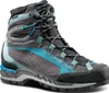 Bergschuhe für Damen "Trango Tech Woman Gtx" von La Sportiva; grau mit blauen Akzenten; hohe Schnürung. Voir les images du produit