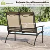 A two-seater garden bench is shown from the back, placed on a wooden deck next to a swimming pool. Anteprima dell’immagine prodotto