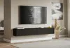 A modern living room with a wall-mounted TV and media console. Voir les images du produit