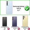 A collage showing different Samsung Galaxy phone models and their sizes, with a checkmark indicating compatibility with the S24 FE. Anteprima dell’immagine prodotto