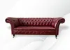 Chesterfield 3 Sitzer Bordaux Modern Design Couchen Leder Produktbild-Vorschau 3