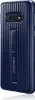 A dark blue Samsung phone case with a ribbed texture and a built-in kickstand is shown against a white background. Produktbild-Vorschau