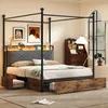 A bedroom scene featuring a canopy bed with storage drawers, bedside table, and artwork. Náhled obrázku produktu