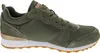 A side view of a green and gold sneaker. Voir les images du produit