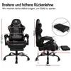 Diagrams and measurements of a black gaming chair. Produktbild-Vorschau