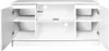 A white TV stand with two doors and open shelves, shown from the front with dimensions indicated. Náhľad obrázku produktu