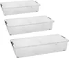 Three transparent underbed storage boxes are stacked vertically against a white background. Produktbild-Vorschau