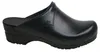 A black Sanita clog shoe is shown from the side against a white background. Produktbild-Vorschau