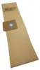 A long, flat, brown paper vacuum cleaner bag with a cardboard attachment and a circular opening. Produktbild-Vorschau