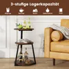 A three-tiered side table with bottles and fruit on it, placed next to a leather sofa. Podgląd zdjęcia produktu