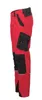 A pair of red and black work pants shown from the side. Produktbild-Vorschau