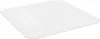 A white, square floor protection mat with rounded corners is shown from a slightly elevated, diagonal angle against a white background. Produktbild-Vorschau