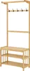 A wooden coat rack with shelves and hooks against a white background. Náhled obrázku produktu