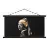MuchoWow® Textilposter Mädchen mit Perlenohrring - Gold - Produktbild-Vorschau 1