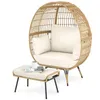COSTWAY poltrona in vimini polyrattan con sgabello, Anteprima dell’immagine prodotto 1