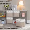 Stoff Aufbewahrungsbox 25x25x25 cm Faltbar Helles Khaki Produktbild-Vorschau 2