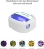 A UV sterilizer for toothbrush heads, with images of bacteria crossed out below. Anteprima dell’immagine prodotto