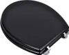 A black toilet seat lid is shown from a slightly elevated angle against a white background. Produktbild-Vorschau