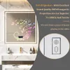 A bathroom mirror with integrated LED lighting and a musical note design, featuring text highlighting speaker quality. Anteprima dell’immagine prodotto