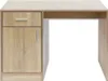 A light-colored wooden desk with a drawer and a cabinet on the left side. Produktbild-Vorschau