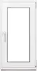 A white PVC window with a handle, shown against a white background. Produktbild-Vorschau