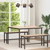 vidaXL Tavolo da pranzo naturale 110 x 110 x 75 cm in legno Anteprima dell’immagine prodotto 2