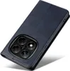 A blue flip cover phone case is shown at an angle on a white background. Produktbild-Vorschau