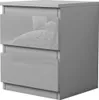 A grey nightstand with two drawers, shown from a three-quarter angle. Produktbild-Vorschau