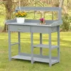 Table de jardin Table à plantes grise 117 x 45 x 121 cm Voir les images du produit 3