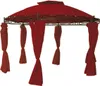 A red gazebo with curtains, shown against a white background. Produktbild-Vorschau