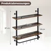 COSTWAY 3-poziomowa półka ścienna, półka wisząca z 4 Podgląd zdjęcia produktu 3