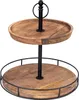Etagere Holz 2 Etagen H38cm Akazienholz Schwarz Natur Produktbild-Vorschau 1