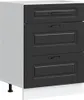 A three-drawer kitchen cabinet unit shown from the front. Náhled obrázku produktu