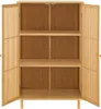 An open bamboo cabinet with three shelves. Podgląd zdjęcia produktu
