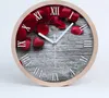 Holzuhr 20fi cm wanduhr - weiße Spitzen - rote Rosen Produktbild-Vorschau 1