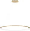 A gold circular pendant light fixture suspended by thin wires against a white background. Anteprima dell’immagine prodotto