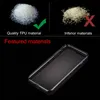 A comparison of quality TPU material versus inferior materials, followed by an image of a transparent phone case. Produktbild-Vorschau