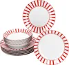 Split rosso strisce 12pcs servizio cena porcellana 6 pers Anteprima dell’immagine prodotto 1