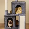 Two cats are resting on a multi-level cat tree. Produktbild-Vorschau