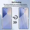 A split image showing a phone screen protector before and after self-healing. Produktbild-Vorschau
