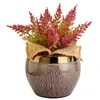 Keramik Rund Glasiert Blumentopf Lila & Gold H 12cm D 11cm Produktbild-Vorschau 3