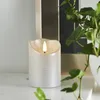 LED Stumpenkerze RUSTIC - Echtwachs - warmweiße 3D Flamme - H: 10cm - Batterie - Timer - silber Podgląd zdjęcia produktu
