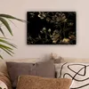 MuchoWow® - Leinwandbilder - Blumen - Schwarz - Gold - Produktbild-Vorschau 2