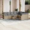 Design 10-tlg. Garten-Sofagarnitur mit Kissen Beige Poly Produktbild-Vorschau 1