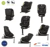 A collage of images showing a black car seat from different angles and perspectives. Náhľad obrázku produktu