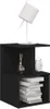 A black bedside table with a lamp, a decorative bottle, and a clock on top, and books inside. Podgląd zdjęcia produktu