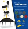 A marketing image showing the assembly steps and color options of a pop-up gazebo. Anteprima dell’immagine prodotto