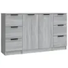 vidaXL Sideboards 3 Stk. Grau Sonoma Holzwerkstoff Produktbild-Vorschau 2