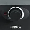 A close-up of a black control knob with markings for 'MIN' and 'MAX' on a black appliance. A red indicator light is also visible. Produktbild-Vorschau