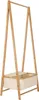 A wooden A-frame clothes rack with a beige fabric basket at the bottom. Anteprima dell’immagine prodotto